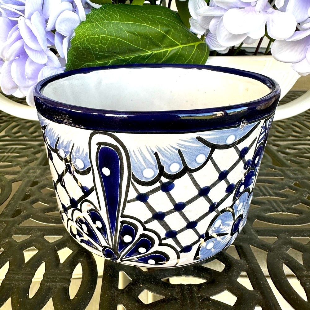 Handcrafted Blue and White Ceramic Planter